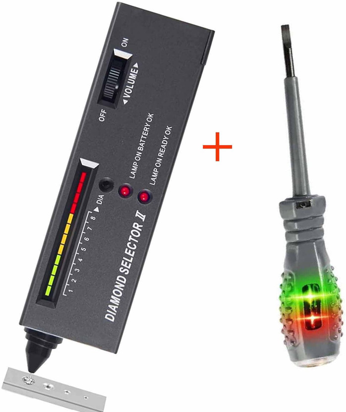 PKT Diamond Tester Jewelry Tools +1Detector Electrical Slotted Screwdriver Indicator Digital Voltage Tester