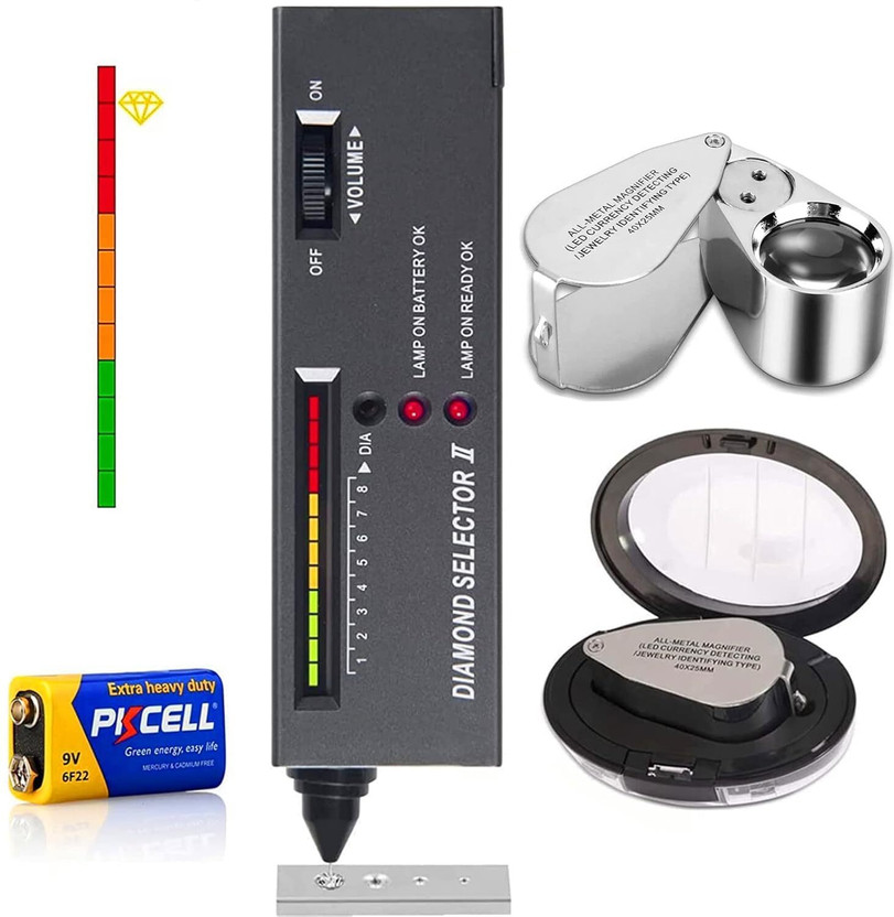 Morris Professional Diamond Tester With 9V Battery || Mini LED Megnifying Digital Digital Voltage Tester