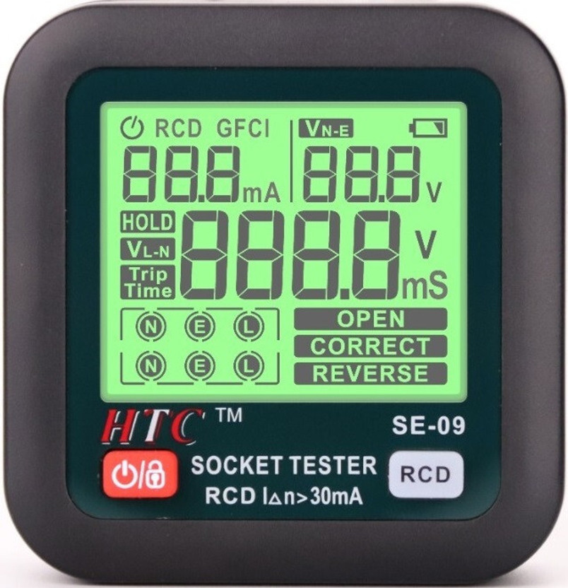 HTY HTC SE-09 RCD/GFCI Testing_LCD Display professional Digital socket tester Digital Voltage Tester