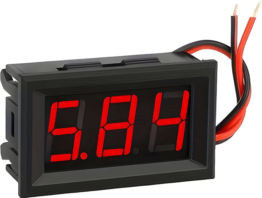 Robo Ocean Voltage Meter Panel DC(4.5V-30V) for Electromobility Vehicles; Red Display Voltmeter(Digital)