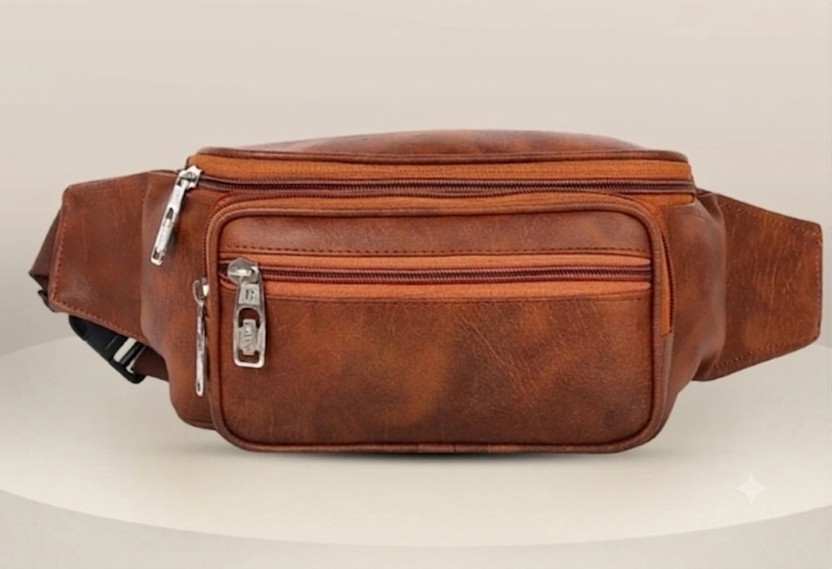 Vestor Vestor Men's Artificial Leather Waist Bag Crossbody & Fanny Pack with Multiple Zippers Waist Bag(Brown) - Flipkart Deal