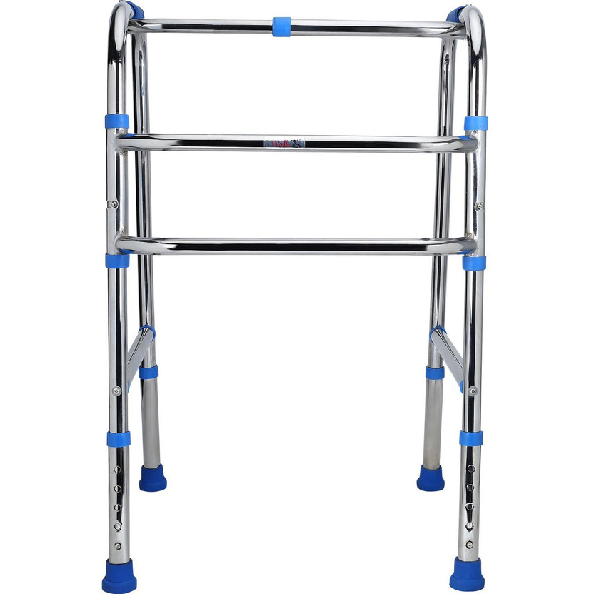 Make Life Easy Height Adjustable & Foldable Double Bar | Heavy Duty | Injured & Aged People Walking Stick