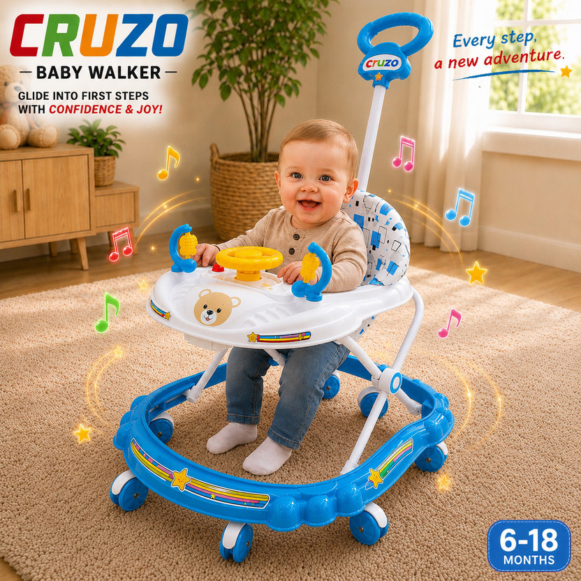 Pandaoriginals Musical Activity Walker With Parent Rod(Blue, White)