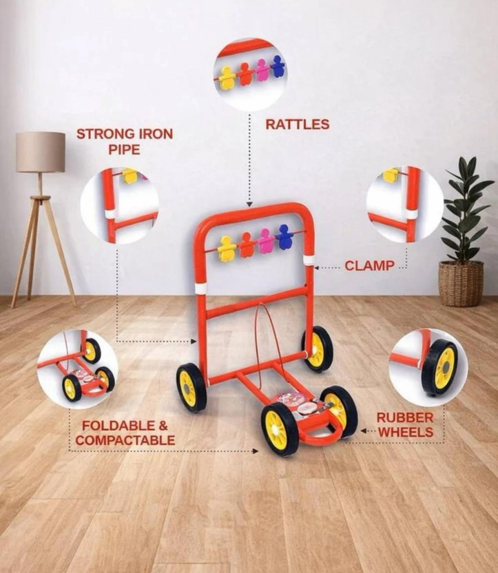 EVOSHINE Musical Activity Walker With Parent Rod(Red)