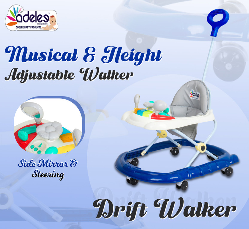 ODELEE Musical Activity Walker With Parent Rod(Blue, White)