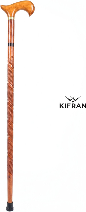 KIFRAN KIFRAN Wooden Walking Stick for Men & Women, Derby Handle Cane with Rubber Tip Walking Stick - Flipkart Deal