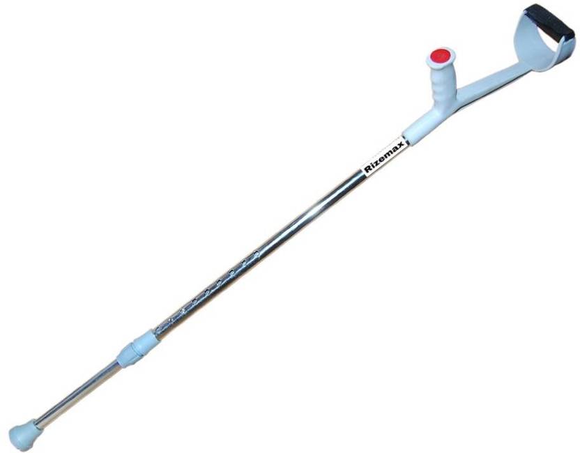 rizemax Grey chrome elbow forearm crutch walking stick with height