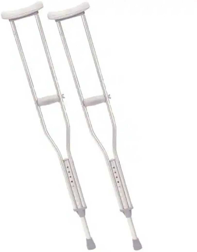 storewellcare Mobility SILVER Height Adjustable 2Pcs Ultralight Underarm Crutch Walking Stick