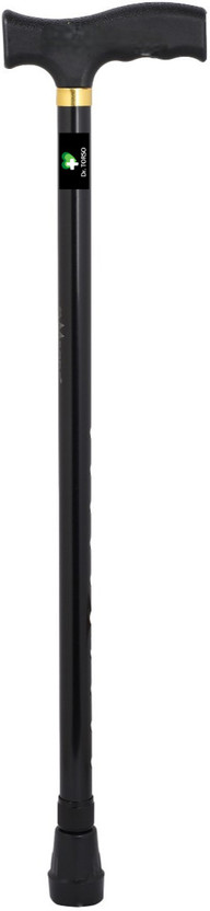 Dr. TORSO Black T- Handle Walking Stick | Steel Body for Men/Women old age People Walking Stick
