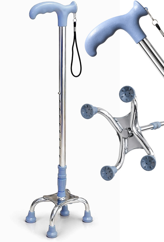 HYGRON SURGICALS Latest Design- 2026 EXTRA_LARGE BASE 4-Leg Walking Stick