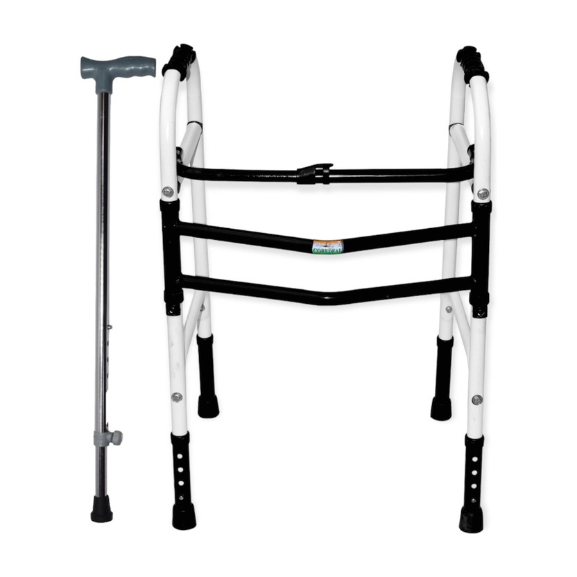 coredeal coredeal ADULT WALKER (WHITE BLACK & WALKING STICK) Walking Stick - Flipkart Deal