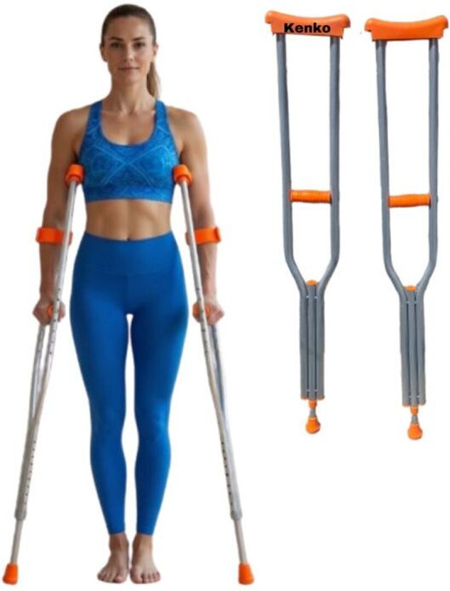 KENKO mobility ultralight underarm auxiliary crutch 2pcs walking stick silver length 114-134cm Walking Stick