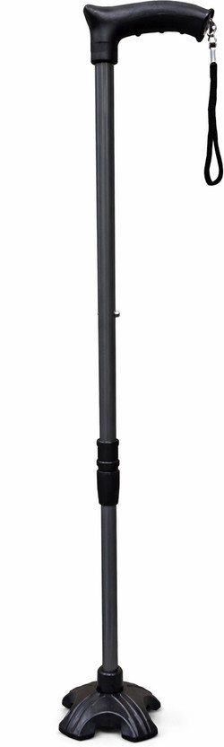RX HealthEdge Height Adjustable Walking Cane with 4-Point Quad Base & Ergonomic Handle Walking Stick