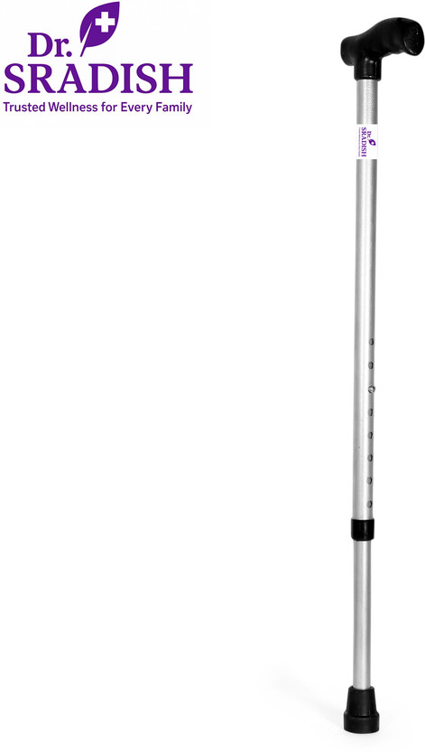 DR. SRADISH Silvertone Walking Stick With Strong Body for Men/Women, old age People Walking Stick