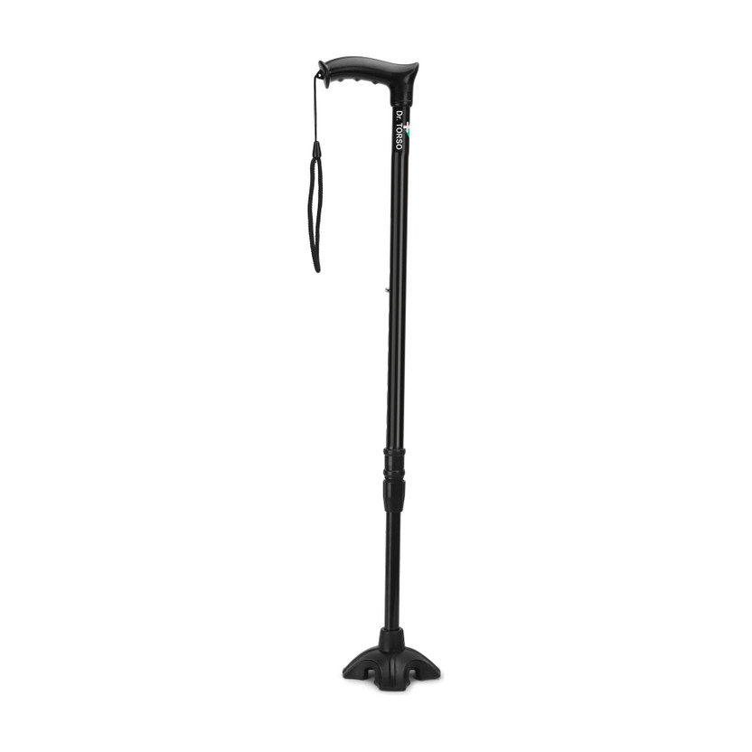 Dr. Dr. TORSO Premium Black Rubber base I Walking Stick with Adjustable Height Walking Stick - Flipkart Deal