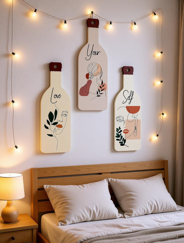 Suveharts Suveharts wall hanging decorative items | Wall Decoration material |wooden wall hanging-13 Pack of 3(27 cm X 9 cm, Grey) - Flipkart Deal