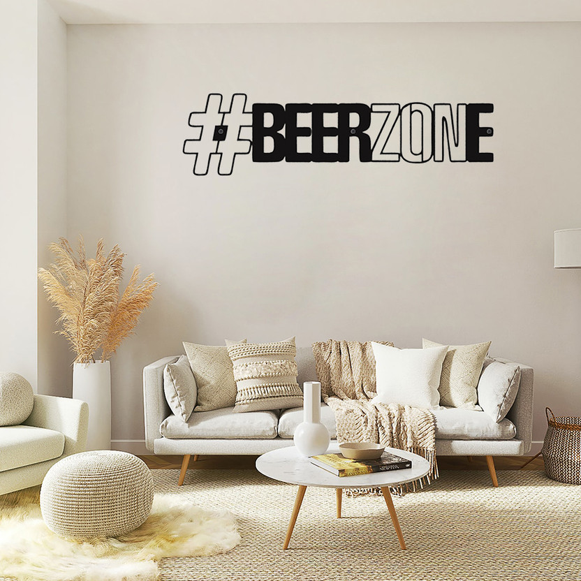 Walldecor Beer Zone Metal Wall Art(486 m X 132 m, Black)