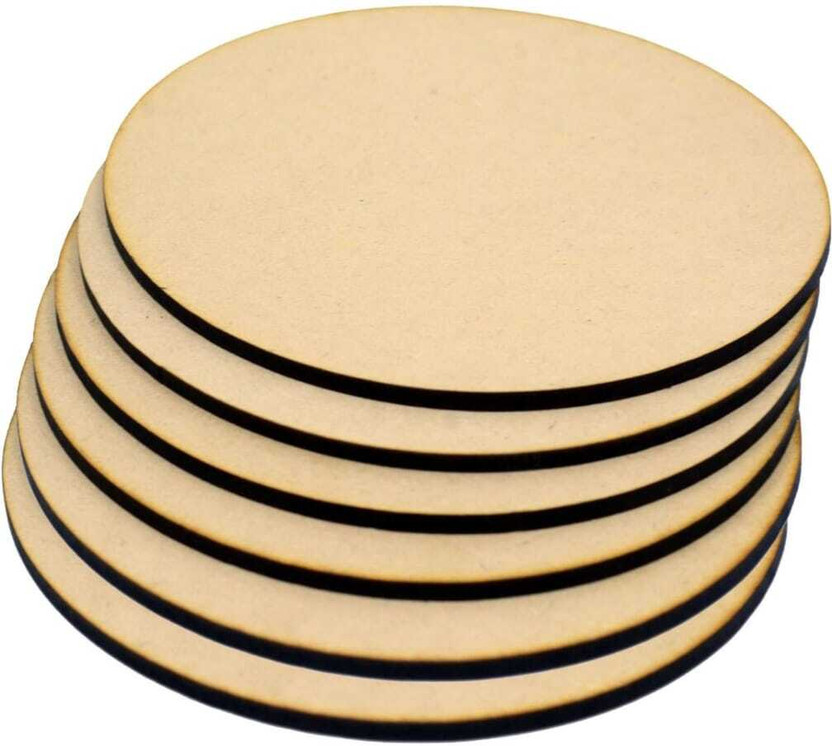 NIDHIKA 6 Inch Round Circle,MDF 2.5mm Pack of 6 MDF Boards for Art and Craft, Painting Pine Wood Veneer(15 cm x 15 cm)