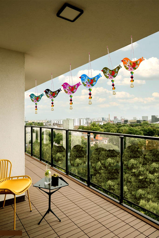 GORVINU CRAFTS Bird Wall Hanging Multicolor Decorative Item for,Garden,Home Festival Decoration(12 inch X 4.5 inch, Multicolor)