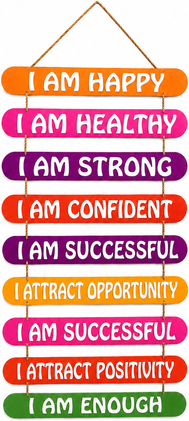 KAASHU ARTS Motivational Affirmation Wall Hanging for Home Decor, Wooden Wall Décor(11 inch X 1.5 inch, Multicolor)