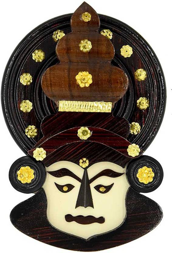 Devaa Wall hanging Kathakali Head Figurine Handcrafted in Rosewood (8