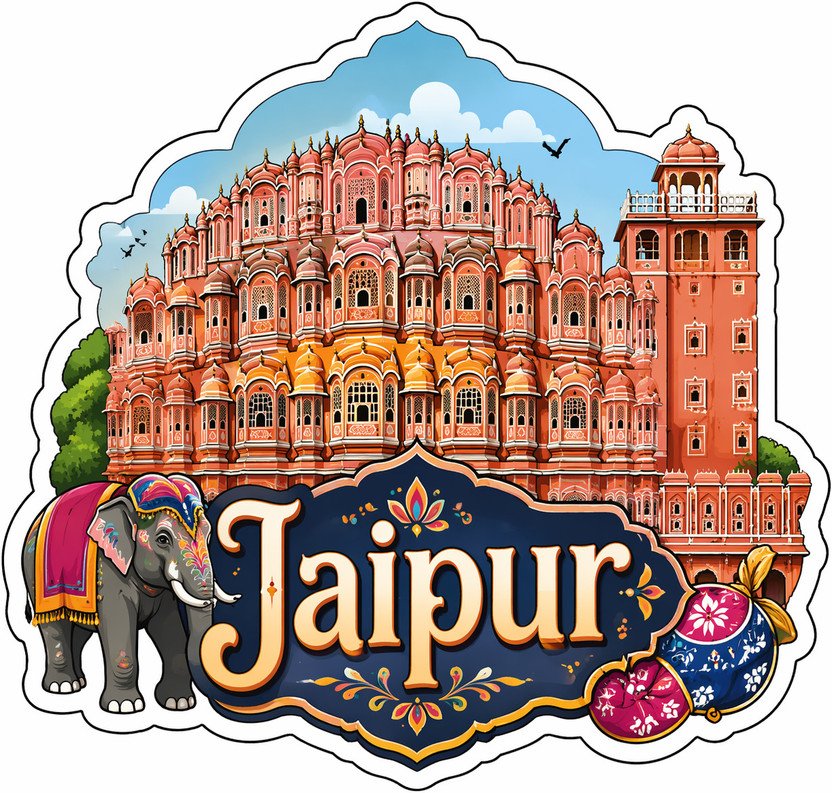 Decolyte Jaipur Theme Wooden Fridge Magnet Souvenir | 3x3 in Kitchen Home Decor Gift Fridge Magnet Pack of 1(Multicolor)