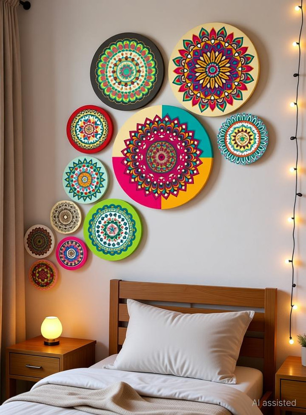 NIVARAPRINT Mandala Pattern Wall Hanging Decoration Artwork | Decorative Item | Ideal Gifts Pack of 11(7.5 inch X 7.5 inch, Multicolor2)