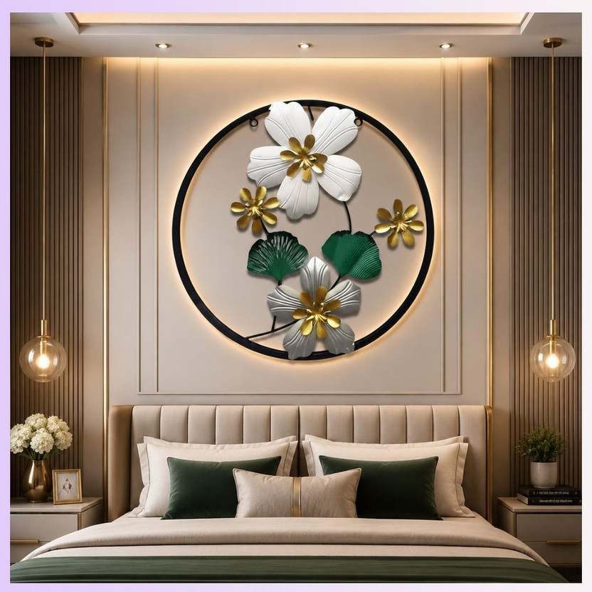 THEDIVINEINN Premium Flower Sculpture for Luxury Interior Accent Walls(40 cm X 40 cm, Multicolor)