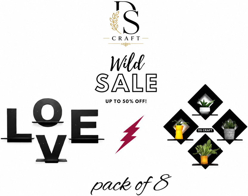 Dscraft ds love and square Pack of 8(8 inch X 8 inch, Multicolor)