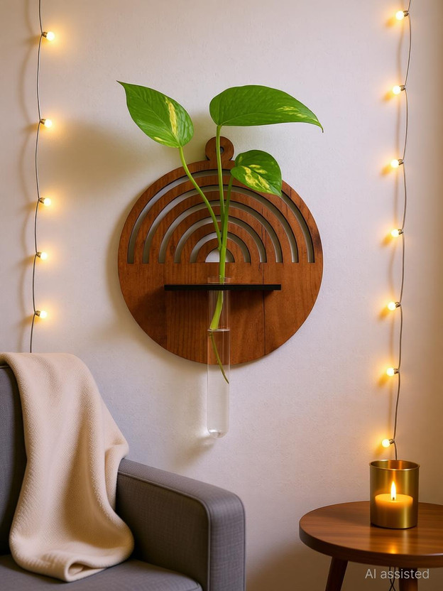 Dcarts DeCarts Wooden Test Tube Planter for Home ,Office , Garden Decor(20 cm X 0.5 cm, Brown)