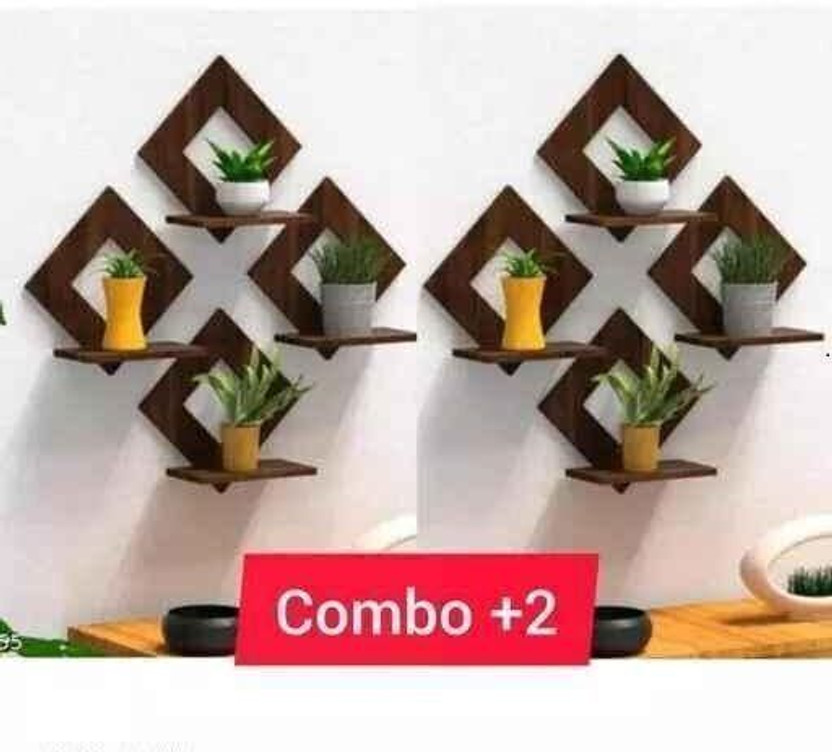 MERTIYA Kite Combo Eight Set Brown Frame Home Décor MDF Wooden Wall Hanger for Bed Room Pack of 8(10 inch X 10 inch, Brown)