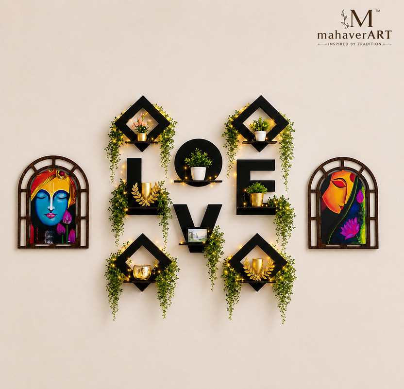 mahaveer kart square and love set 4 Pack of 8(8 inch X 8 inch, Black)