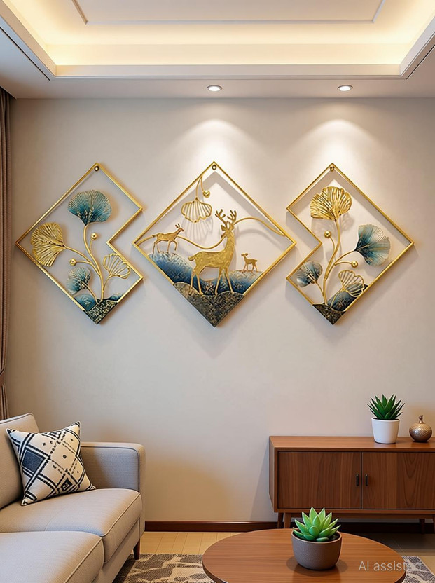Moradabadis METAL DEER WALL ART(Multicolor)