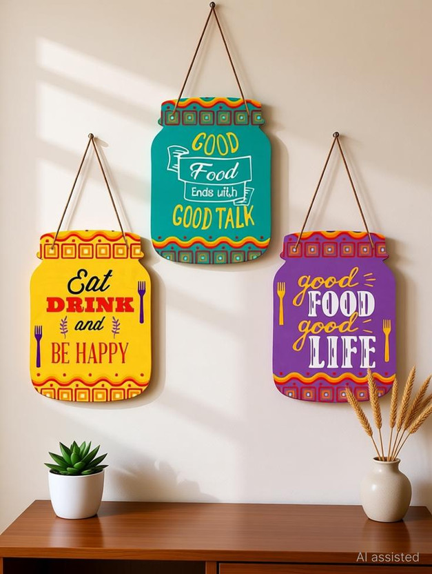 Dzirezone Wall Hanging Decorative Items|Home Decor Pack of 3(Multicolor)
