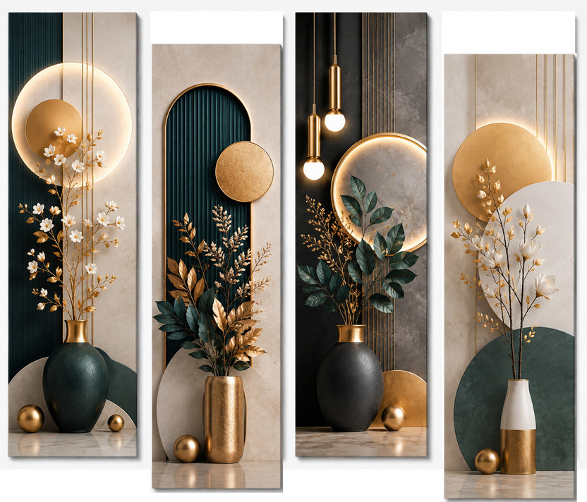 SNDArt SNDArt Wall Decor for Living Room- Boho Aesthetic Wall Hangings for Home Pack of 4(12 inch X 18 inch, marbel gray) - Flipkart Deal