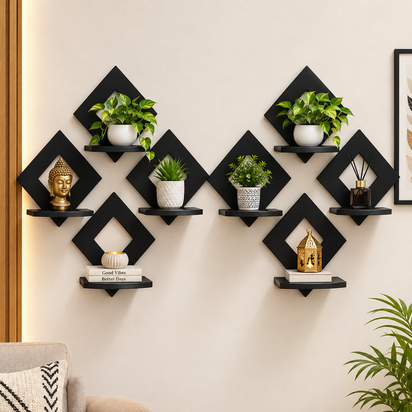 Mahaveer Mahaveer art Wooden Square Wall Decor set for Living Room Bedroom Home Wall Hangings Pack of 4(15 cm X 15 cm, Black) - Flipkart Deal