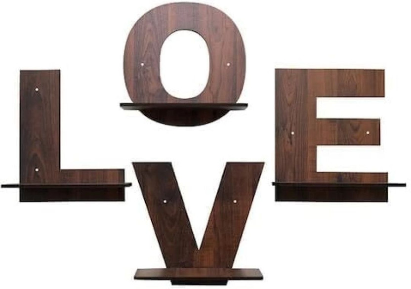 karnal enterprise Love Wall Shelves for Wall Decoration(7 inch X 7 inch, DARK BROWN)