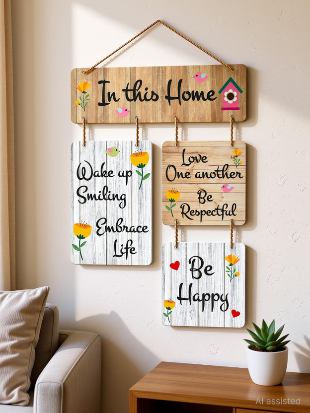 shashank Elegent wooden stylish wall hanging for office and living room(White)