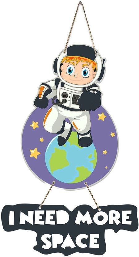 Decor Smart Space Wooden Wall Hanging | Astronaut Kids Room Decor & Home Decor (DWA_5732)(76 cm X 28 cm, Multi 311)