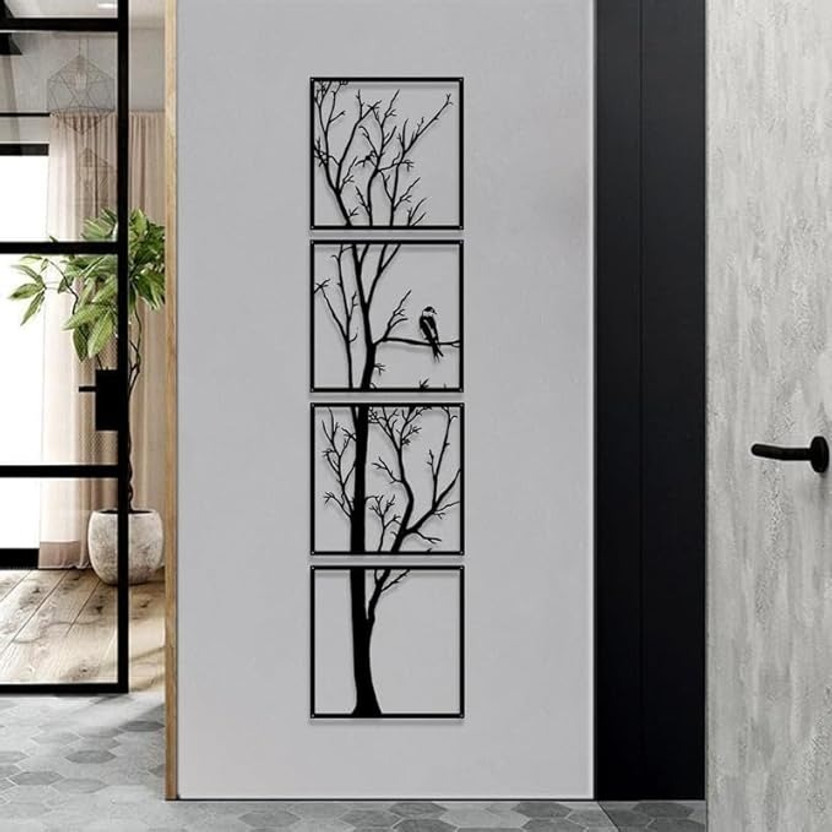 kumawatcraft (8INCH X 8INCH )Modern Tree Wall Art for room and Home decor(8 inch X 8 inch, Black)