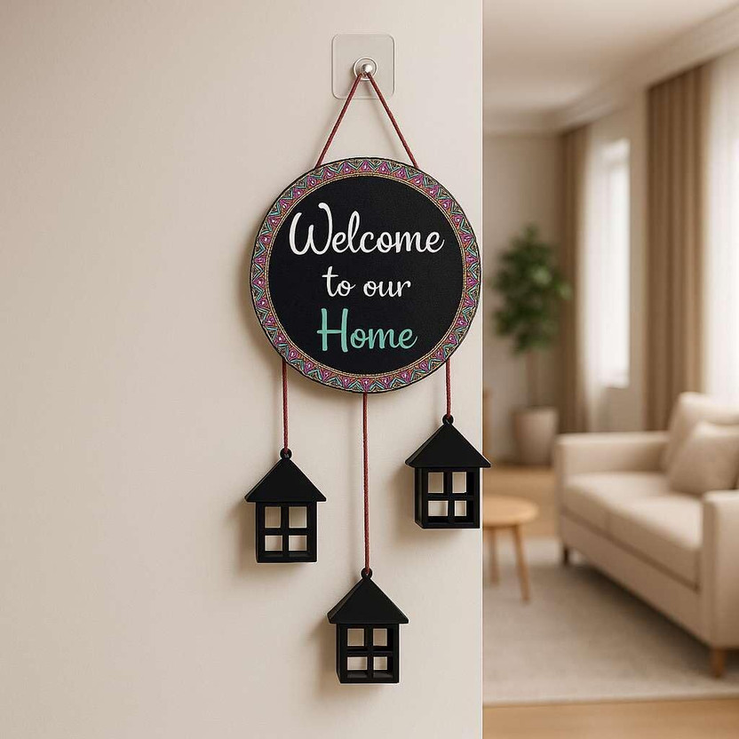 DECORDYNAMIC Wall Hanging for Home Décor- Handcrafted Welcome To Home Wall Art for House,Hall(43 cm X 12 cm, Black)