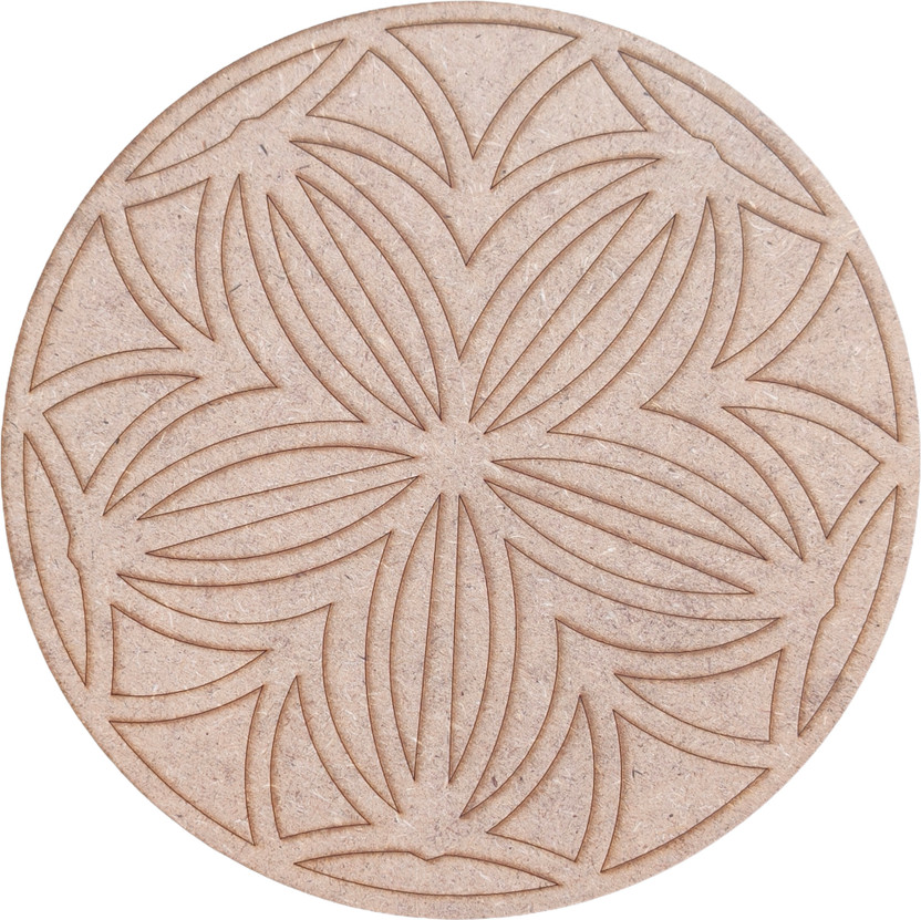 DJR LASER ARTS Mandala Cutout| Art & Craft Base for Resin, Mirror, Paint Arts Wall Decor(15 cm X 15 cm, Beige)