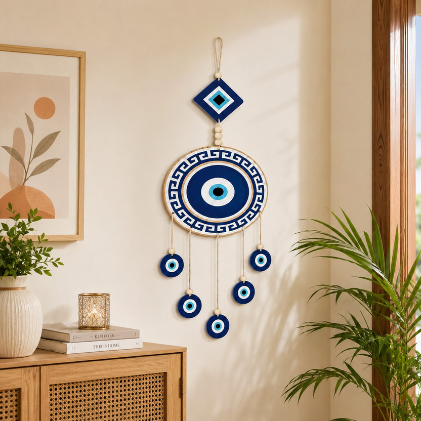 Unnati times Evil eyes Wall Hanging For wall Decorative Item(16 inch X 10 inch, Blue)