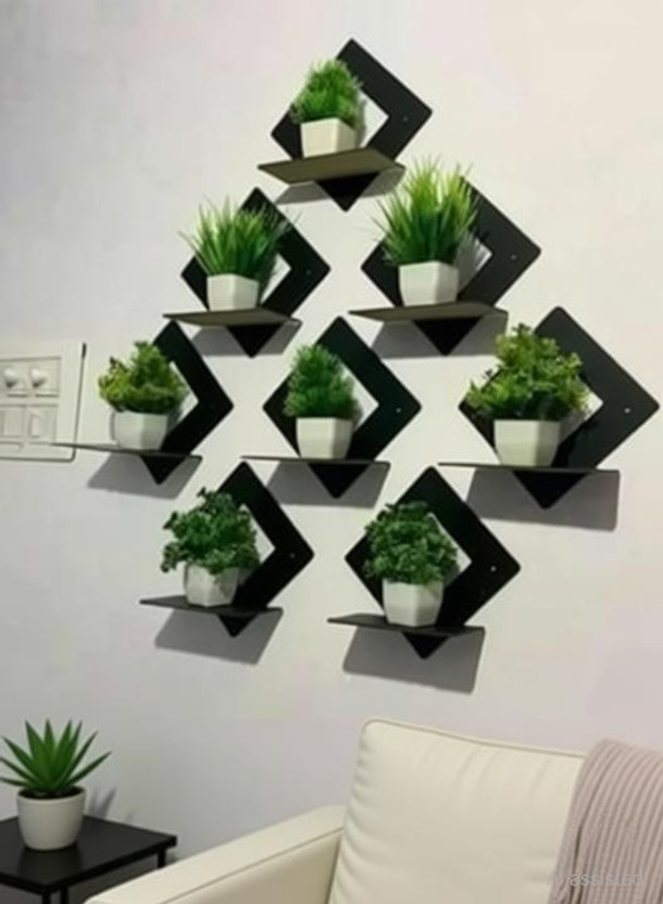 JoyZip Craft Combo Eight Set Black Frame Home Décor MDF Wooden Wall Hanger for Bed Room(15 inch X 15 inch, Black)