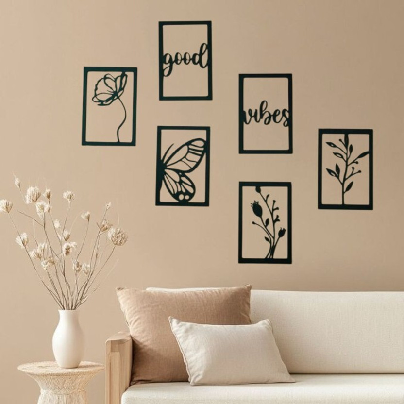 Srigiriraj Good Vibe Black Frames Home Decorative MDF Wooden Wall Hanging for living room(Black)
