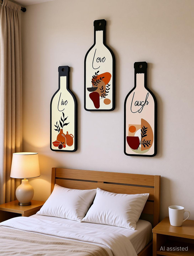 Suveharts Suveharts wall hanging decorative items | Wall Decoration material |wooden wall hanging-10 Pack of 3(27 cm X 9 cm, Tan) - Flipkart Deal