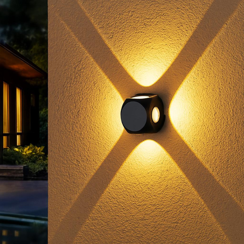 YOGABACA LED Outdoor Waterproof IP65 Exterior interior Wall Step Up Down Light Fixture Lamp Post Light Outdoor Lamp(Black)