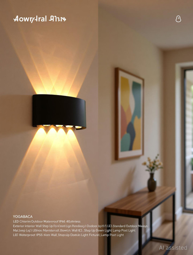 YOGABACA LED Outdoor Waterproof IP65 Exterior interior Wall Step Up Down Light Fixture Lamp Post Light Outdoor Lamp(Black)