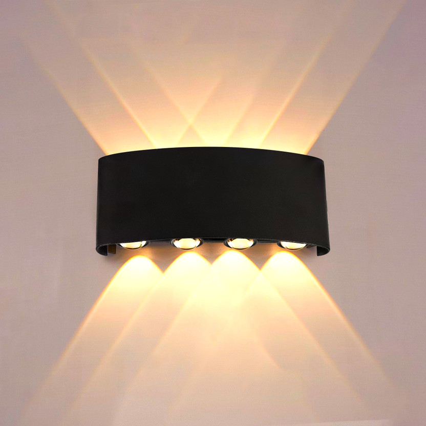 YOGABACA LED Outdoor Waterproof IP65 Exterior interior Wall Step Up Down Light Fixture Lamp Post Light Outdoor Lamp(Black)
