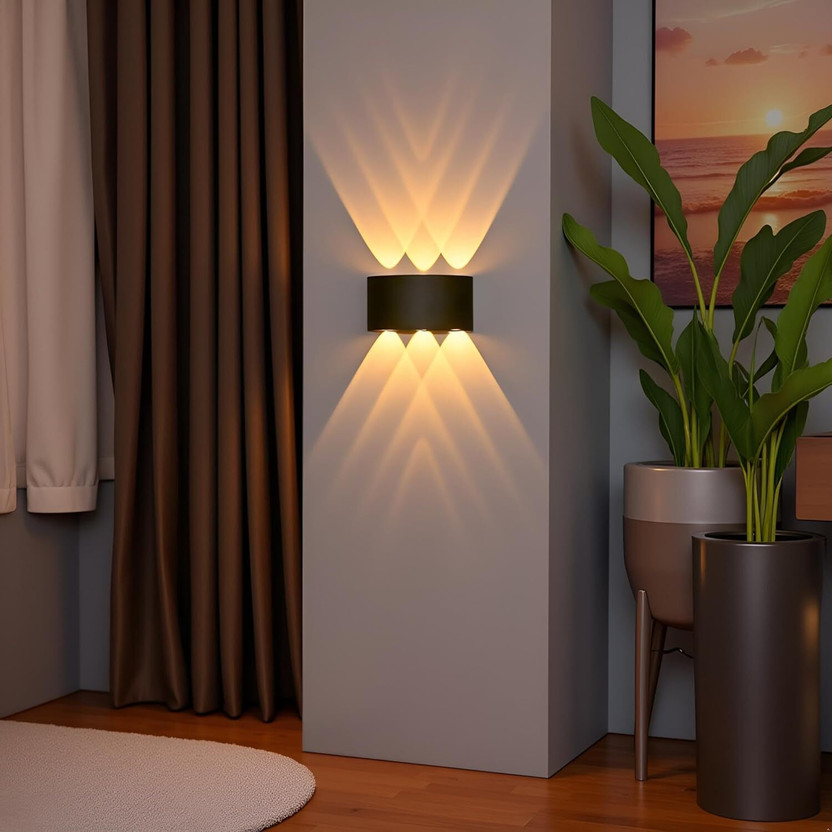 CIRAMA LED Outdoor Waterproof IP65 Exterior interior Wall Step Up Down Light Fixture Lamp Post Light Outdoor Lamp(Black)